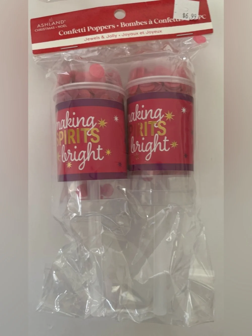 Confetti poppers NEW NWT 8 total 4 packages “making spirits bright” Christmas